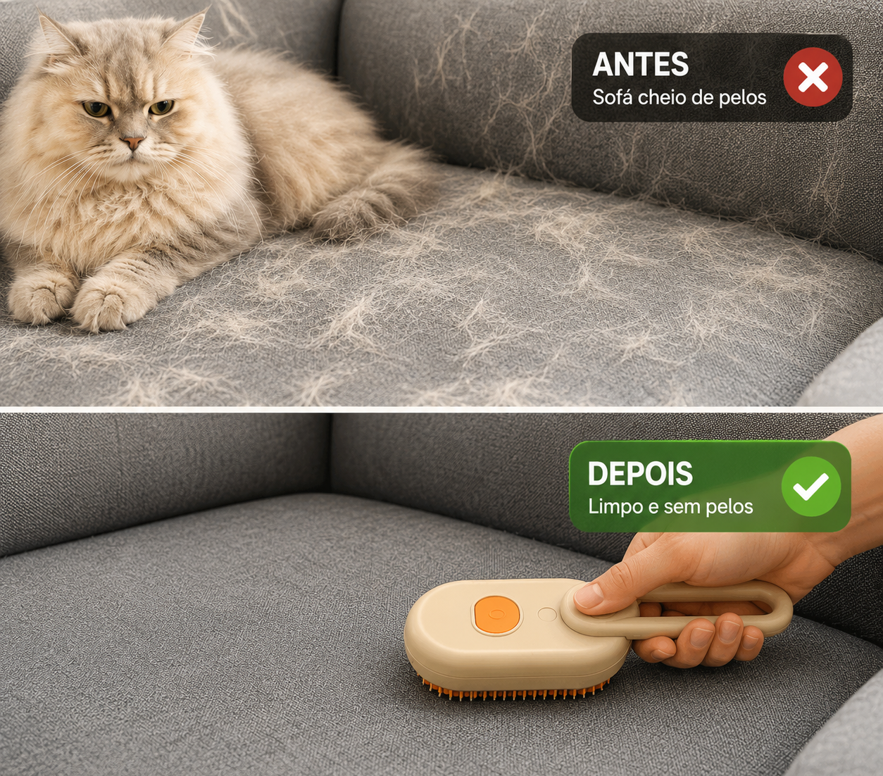 Escova&ccedil;&atilde;o de c&atilde;es e gatos com escova a vapor